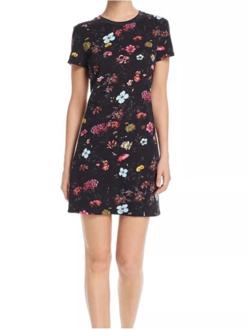 Pam & Gela Black Floral Short Sleeve Mini Dress